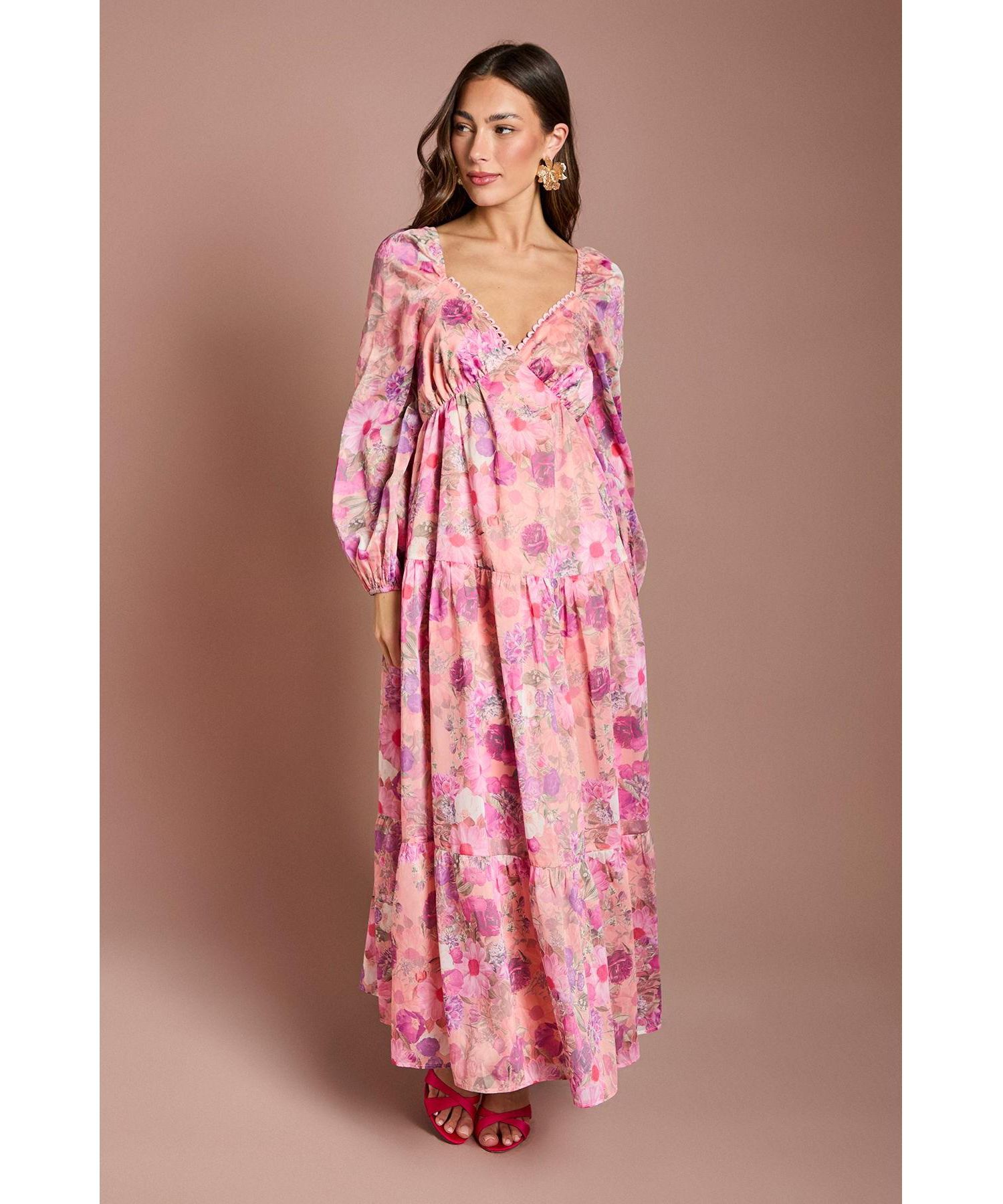 Women's Printed Fit and Flare Maxi Dress