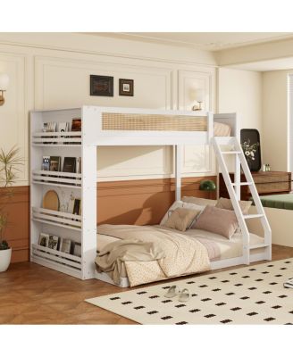 Twin over Full Bunk Bed with Shelf and LED