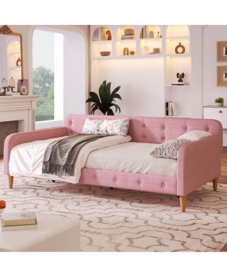 Upholstered Daybed with 4 Support Legs Rubine