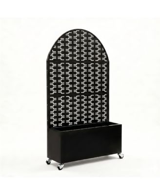 Arched Metal Privacy Screen with Planter Box 70.87'' Tall