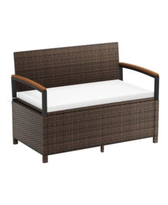 46-Gallon Outdoor Storage Bench Deck Box Patio Furniture With Cushion