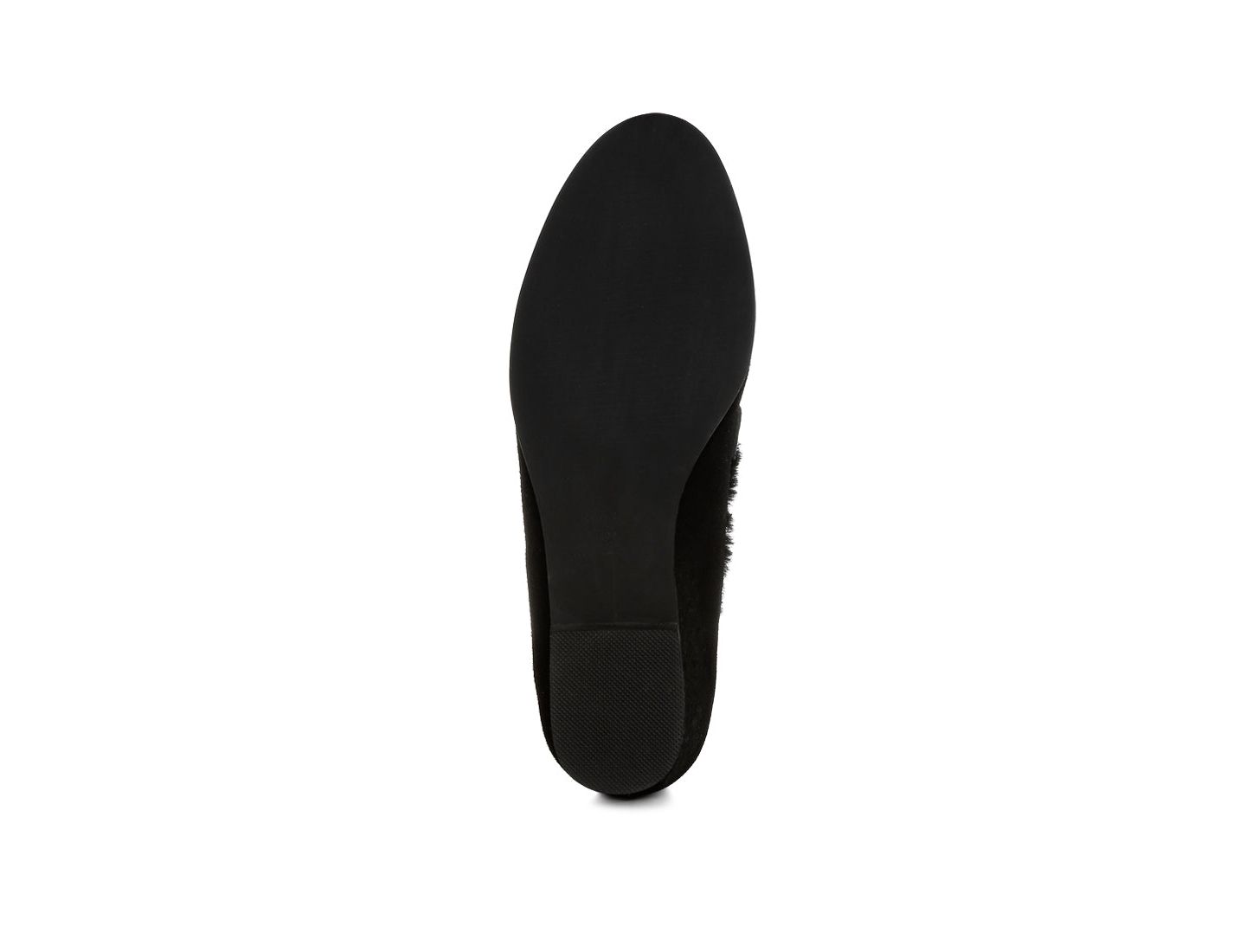 Женские туфли Rag & Co Ohrid Suede and Faux Fur Flat, цвет: Чёрный замшевый кожаный — фото 10