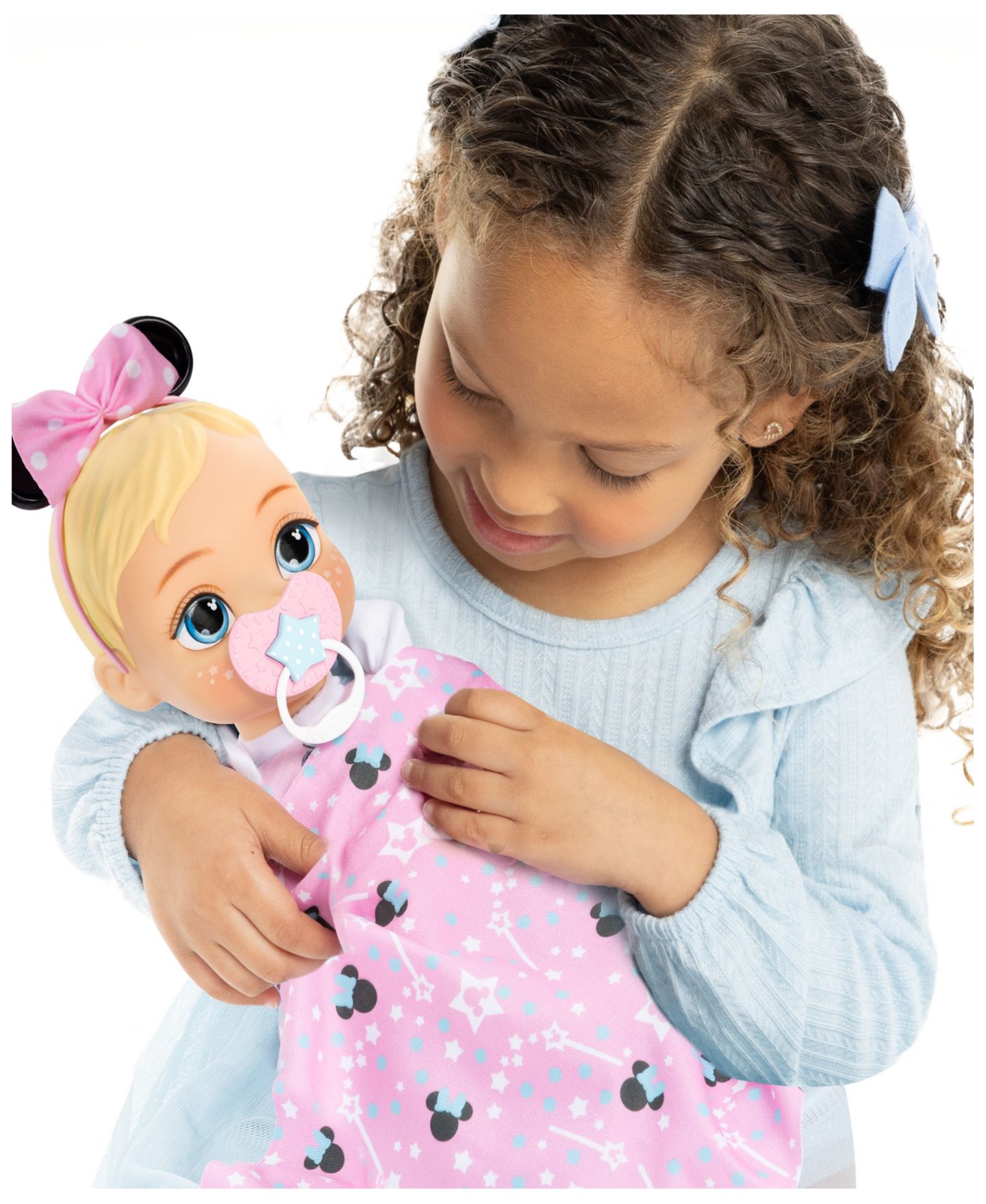 Детская кукла Disney Darlings Snuggly Stars Minnie 11" Soft-Bodied Glow-in-the-Dark Baby Doll — фото 6