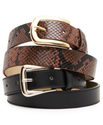 Western and Elongated 2-Pack Buckle Belt Set