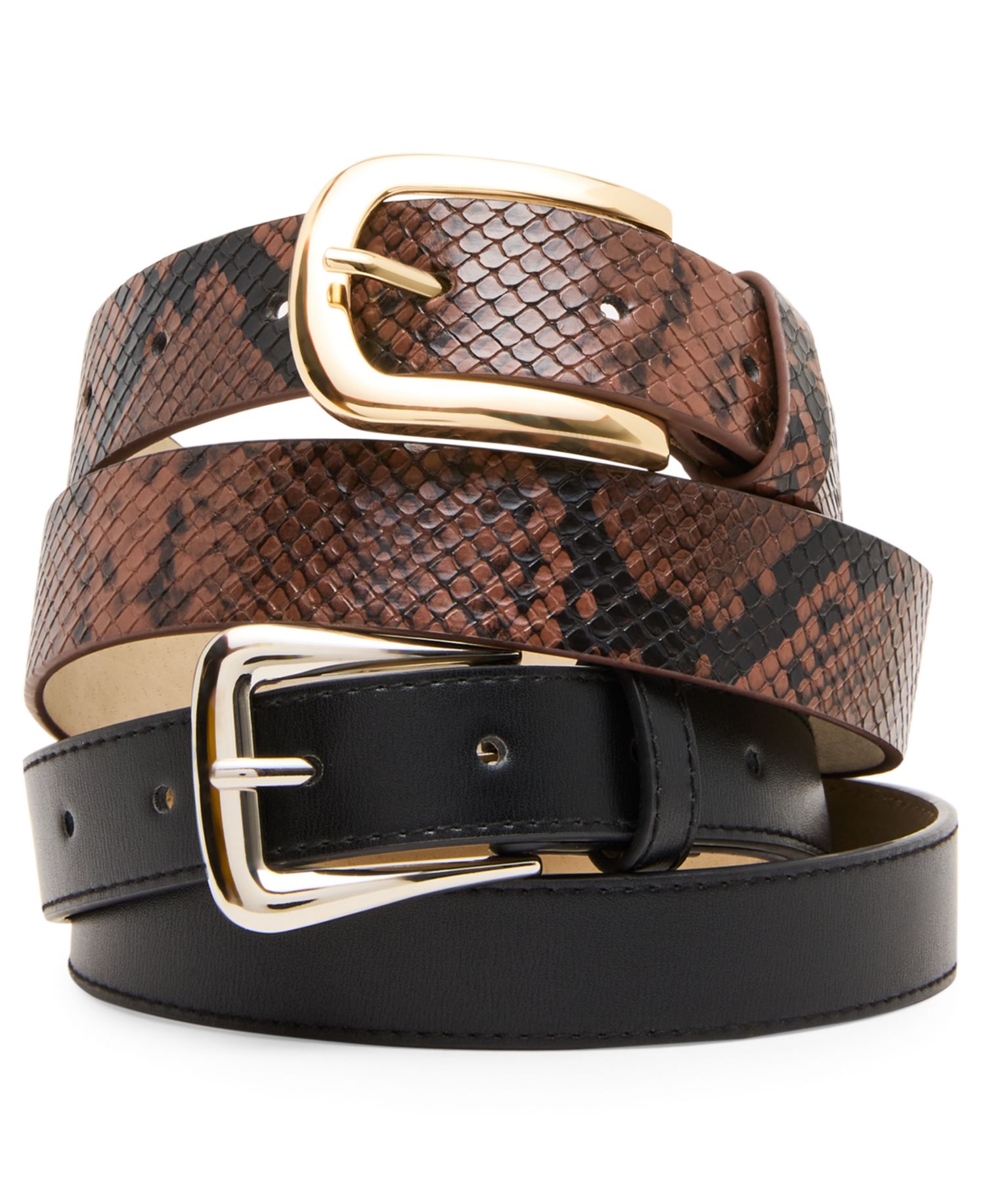 Western and Elongated 2-Pack Buckle Belt Set
