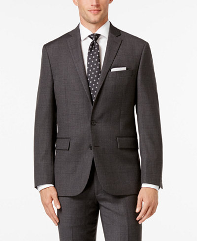 Ryan Seacrest Distinction Men's Modern Fit Gray Windowpane Suit Jacket, Only at Macy's