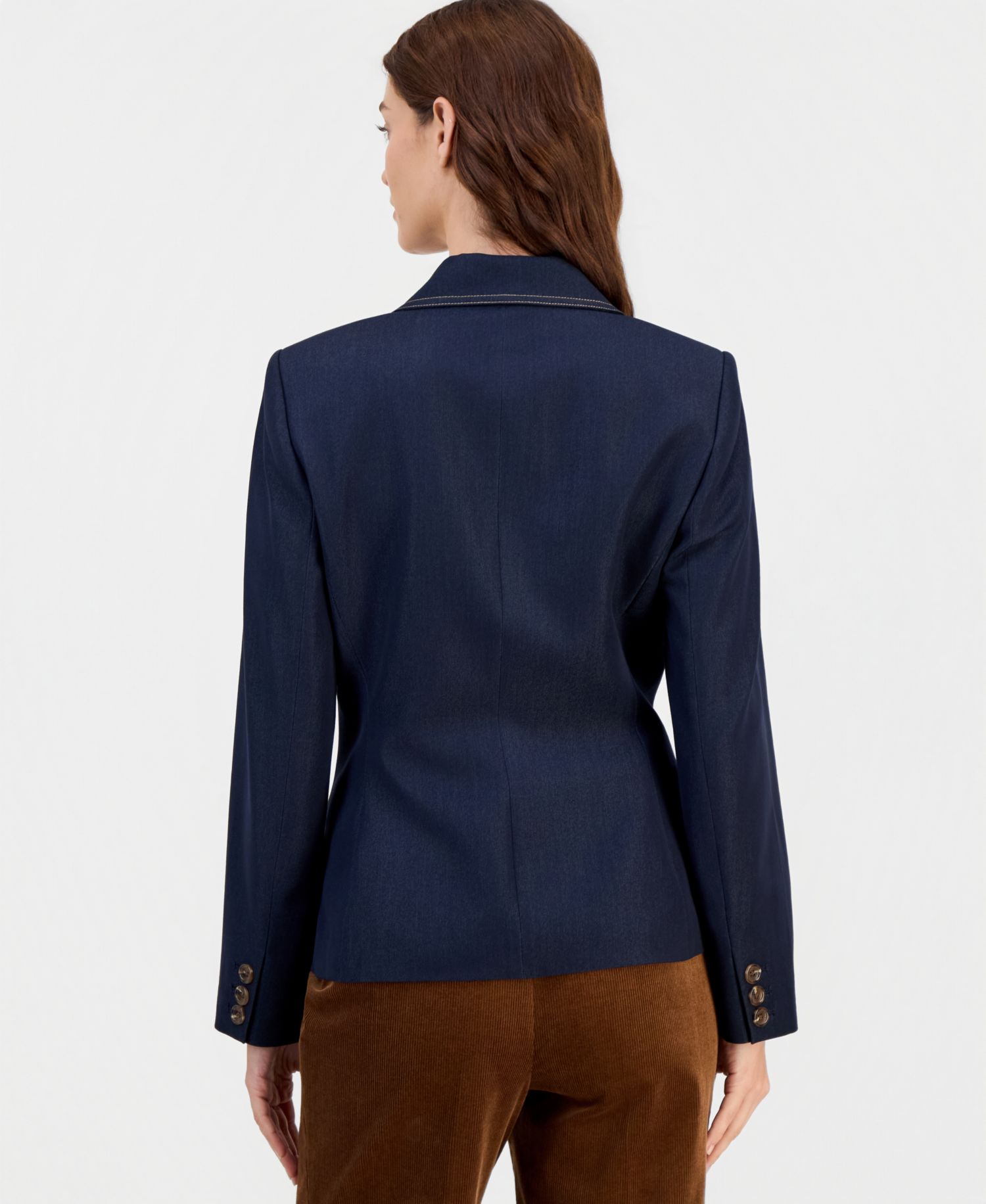 Women's Denim Single-Button Blazer