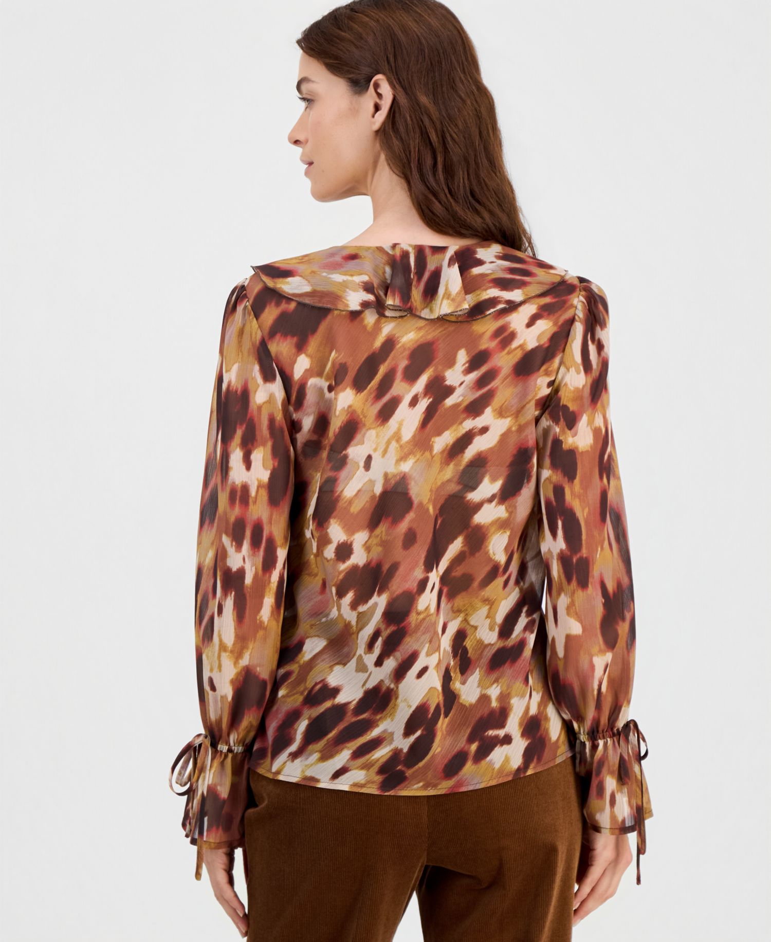 Women's Ruffled Tie-Cuff Top