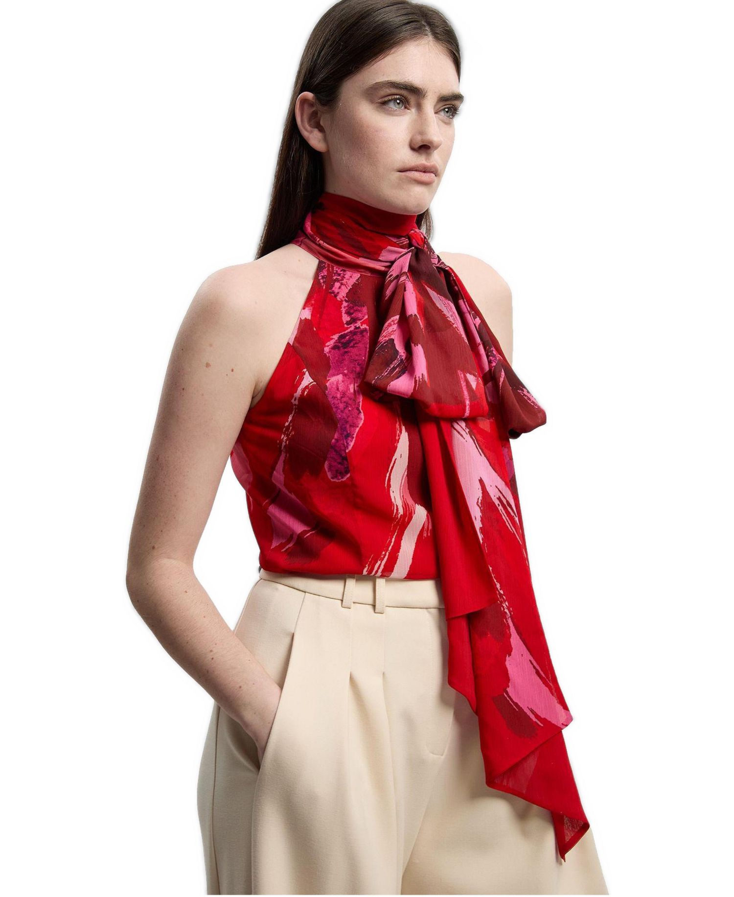 Women's Tie Neck Sleeveless Top