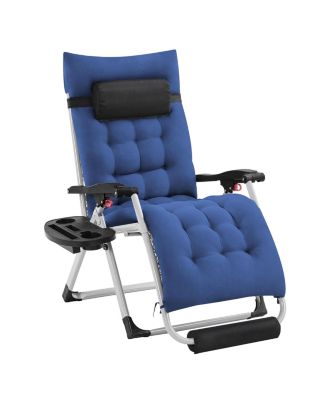 Zero Gravity Chair Folding Recliner Lounge With Pad Headrest Cup Holder Tray