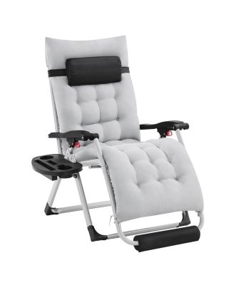 Zero Gravity Chair Folding Recliner Lounge With Pad Headrest Cup Holder Tray