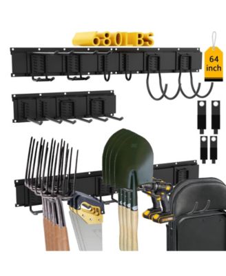Wall Mount Storage Rack with Adjustable Hooks
