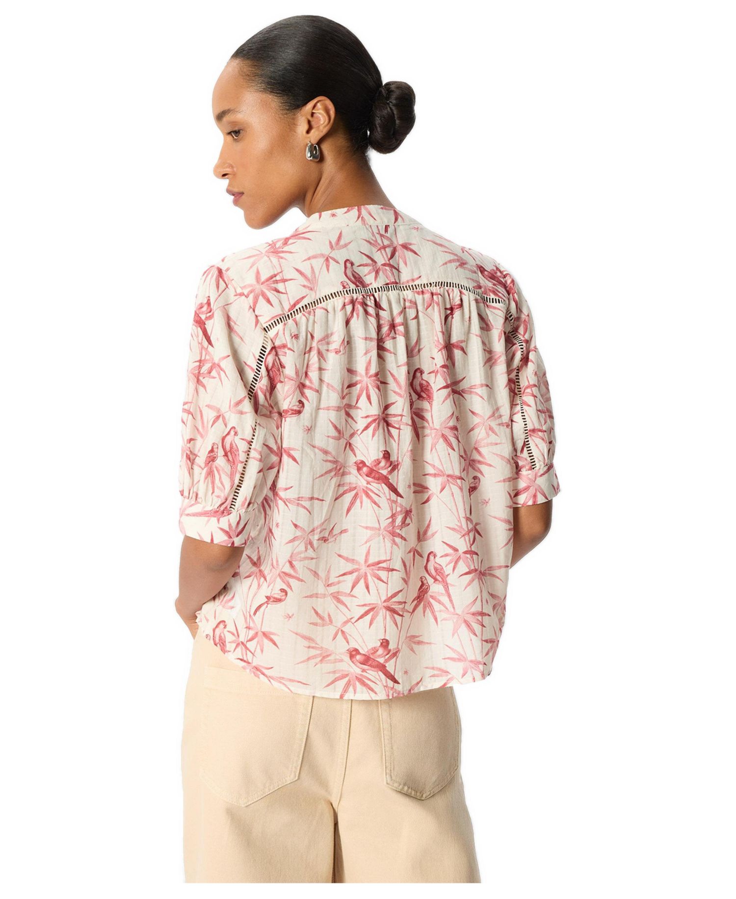 Women's Tropical Bird Textured Shirt
