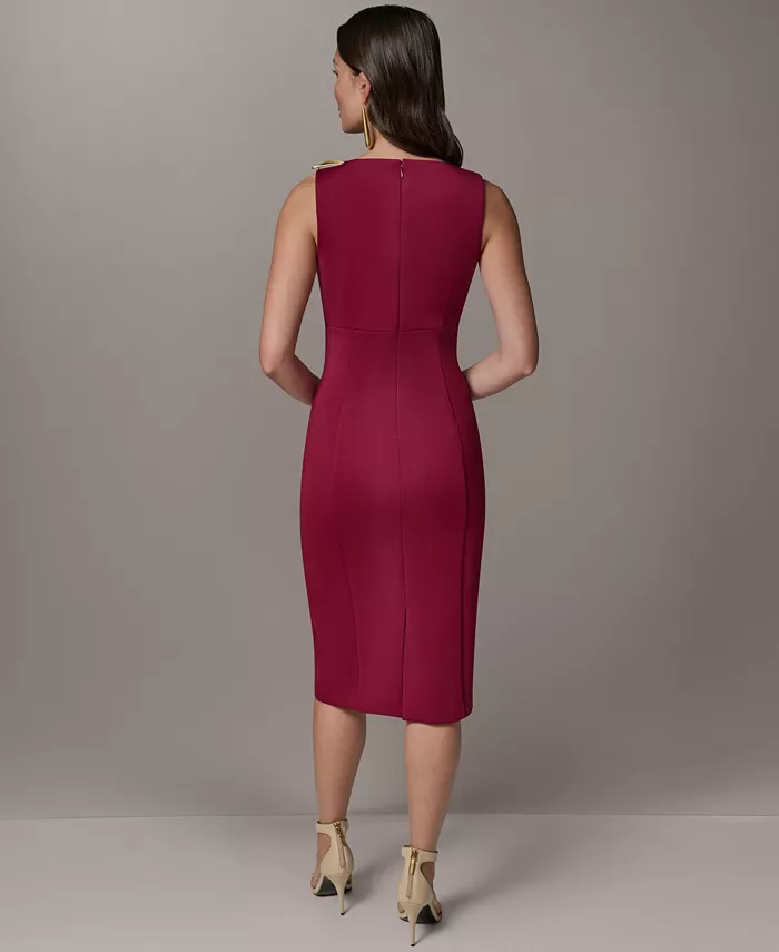 Women's Asymmetrical Neck Sheath Midi Dress - thumbnail 6
