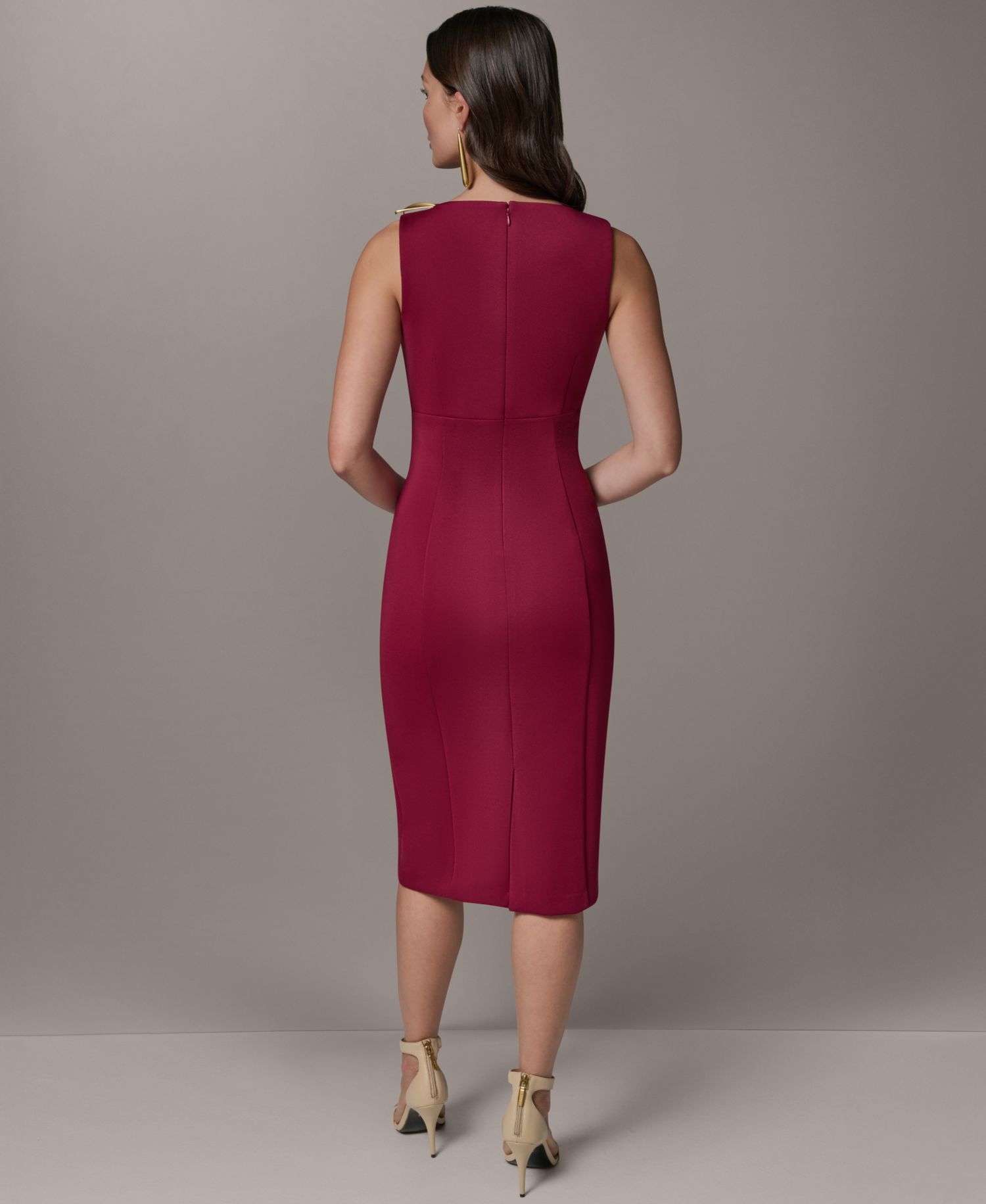 Women's Asymmetrical Neck Sheath Midi Dress