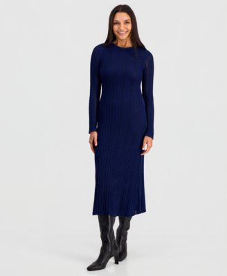Women's Julietta Cable-Knit Long-Sleeve Midi Sweater Dress