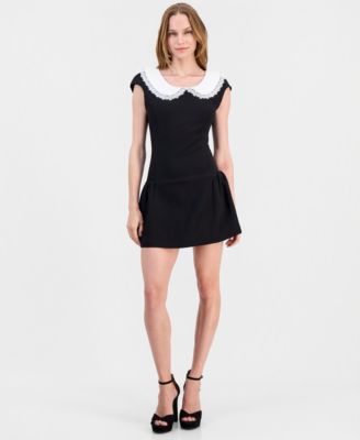 Juniors' Isabetta Collared Fit & Flare Sleeveless Dress