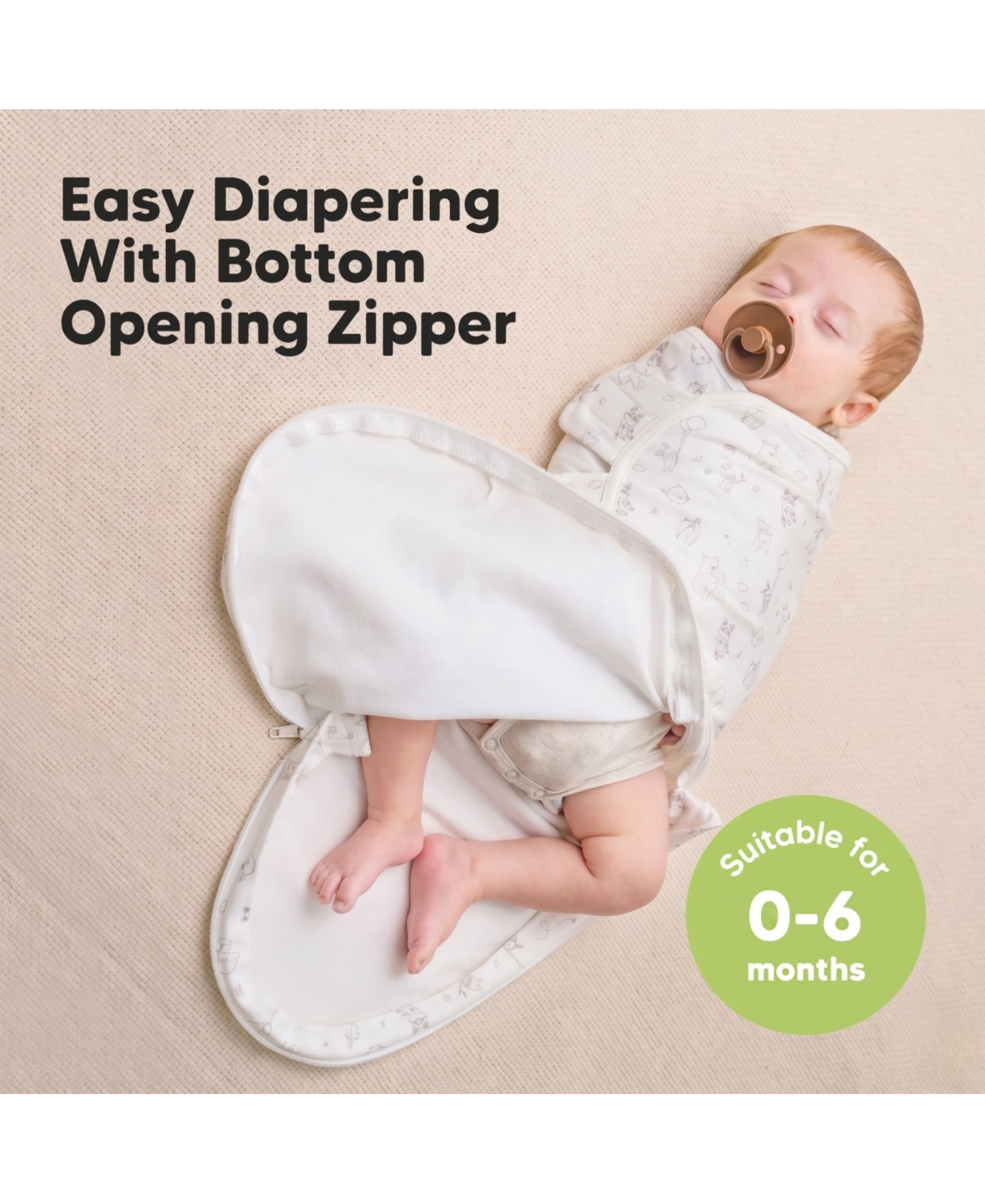 KeaBabies 3pk Soothe Zippy Baby Swaddles 0-6 Months, Newborn Sleep Sacks, Zipper Swaddle, Wearable Swaddle Blanket