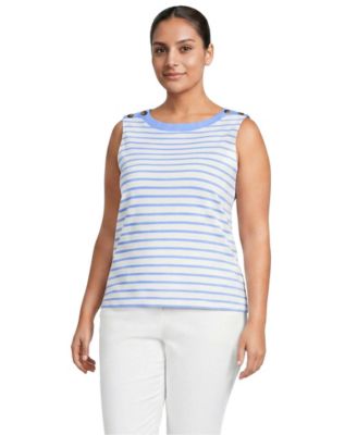 Women's Plus Size Mariner Button Shoulder Tank