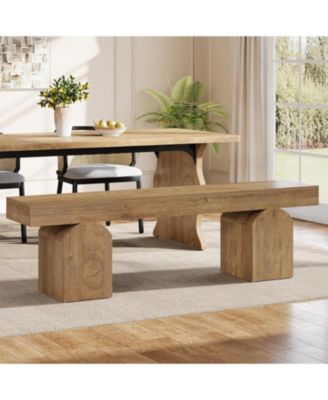 59" Dining Bench for 2 to 3, Farmhouse Dining Table Bench with Arched Base, Extra Long Kitchen Seating for Living Room, Entryway