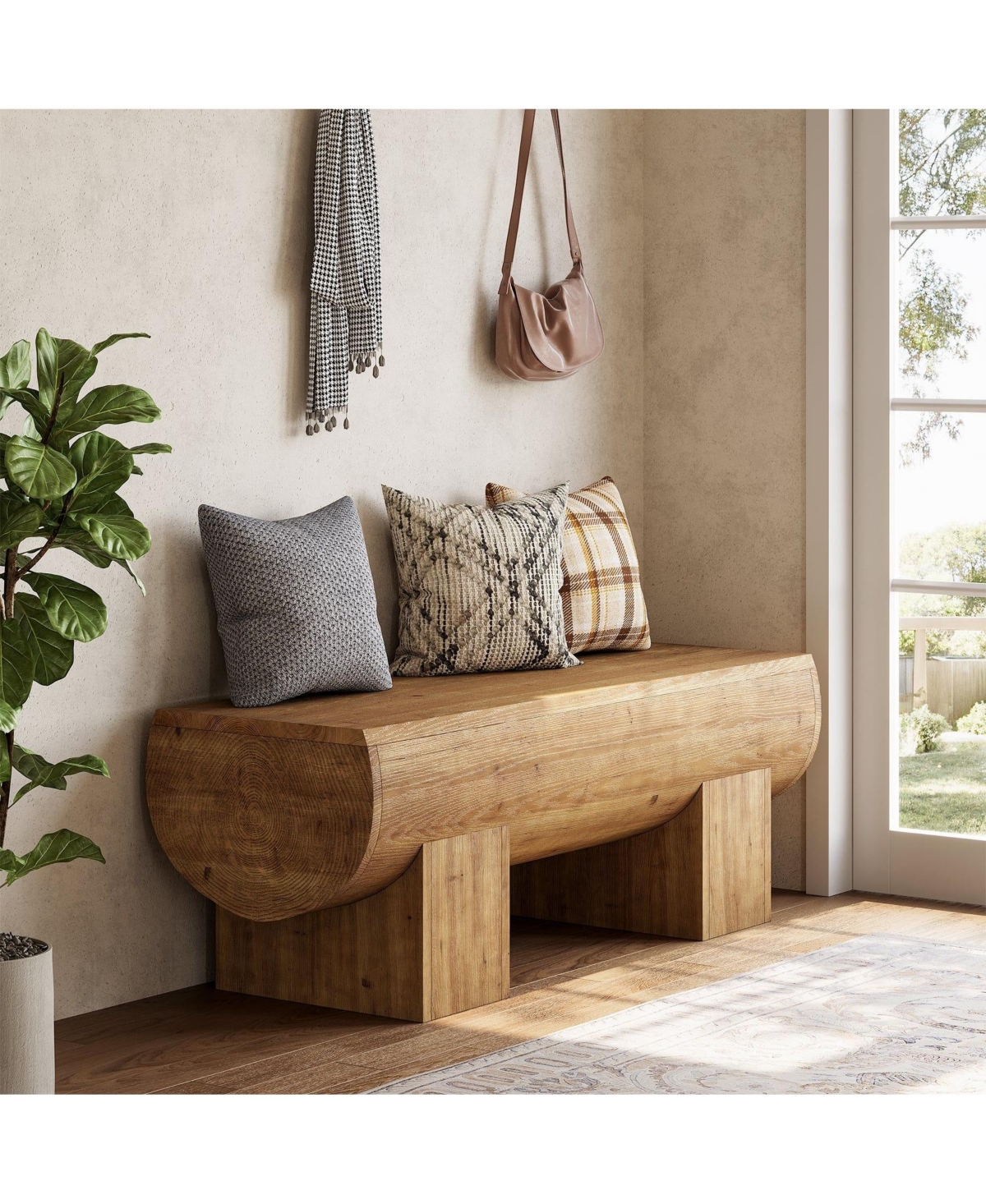 Slickblue Solid Wood Entryway Bench for Shoes or Hallway
