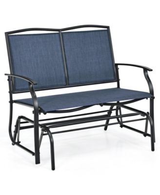 Iron Outdoor Patio Glider Bench with Textilene Seat for Two People