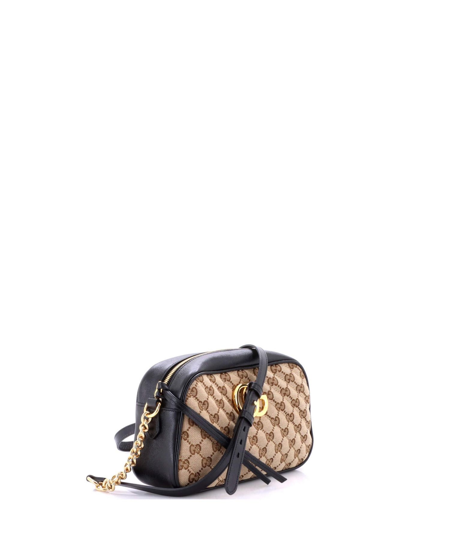 Small GG Marmont Shoulder Bag Diagonal Quilted GG Canvas with Leather