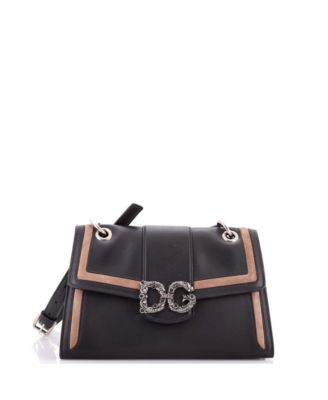 Small Amore Flap Shoulder Bag Leather with Suede