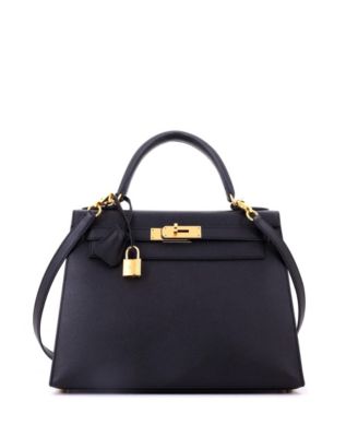 Kelly 28 Handbag Black Epsom with Gold Hardware