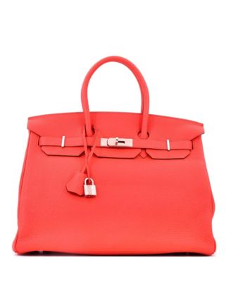 Birkin 35 Handbag Orange Togo with Palladium Hardware