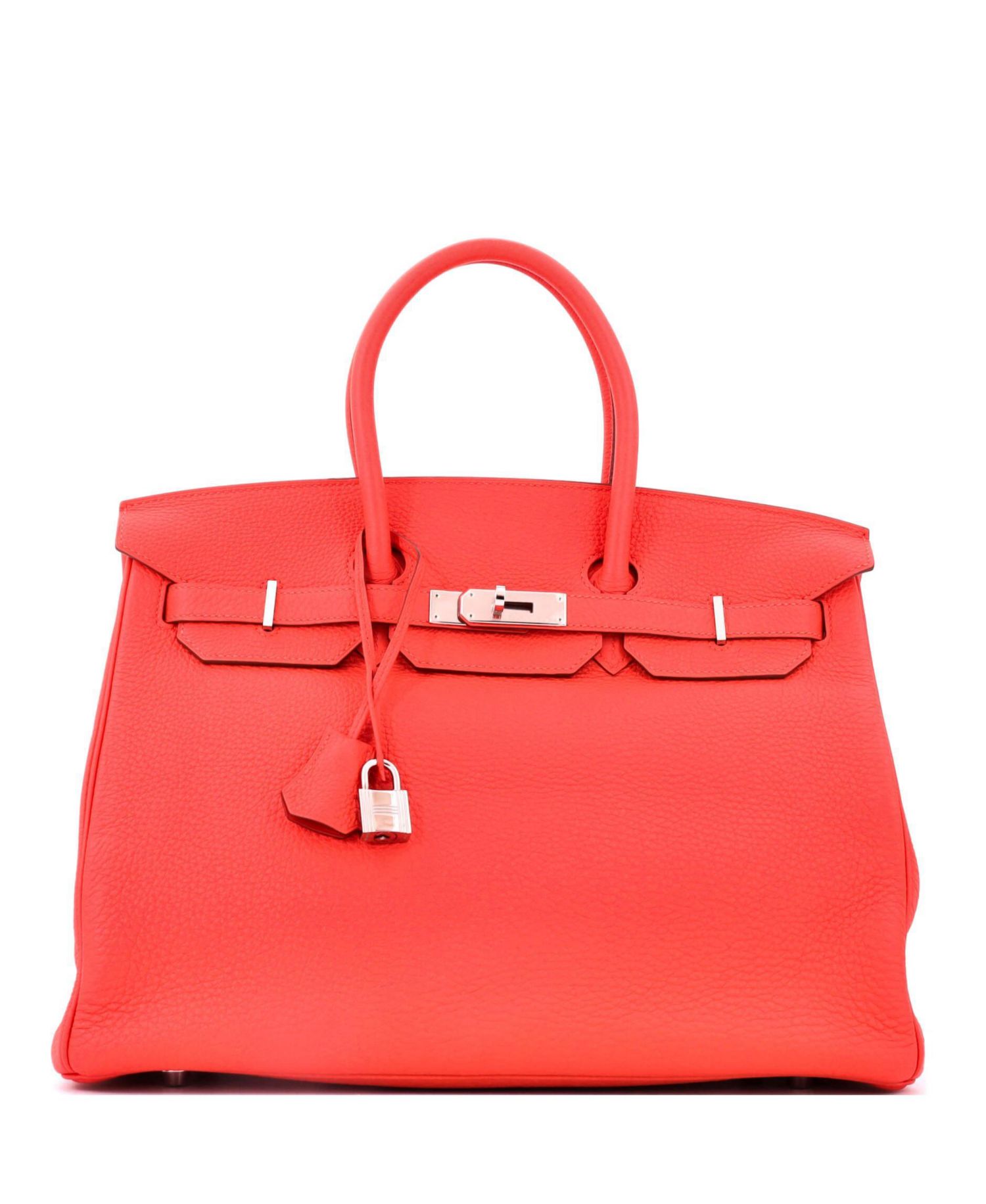Birkin 35 Handbag Orange Togo with Palladium Hardware