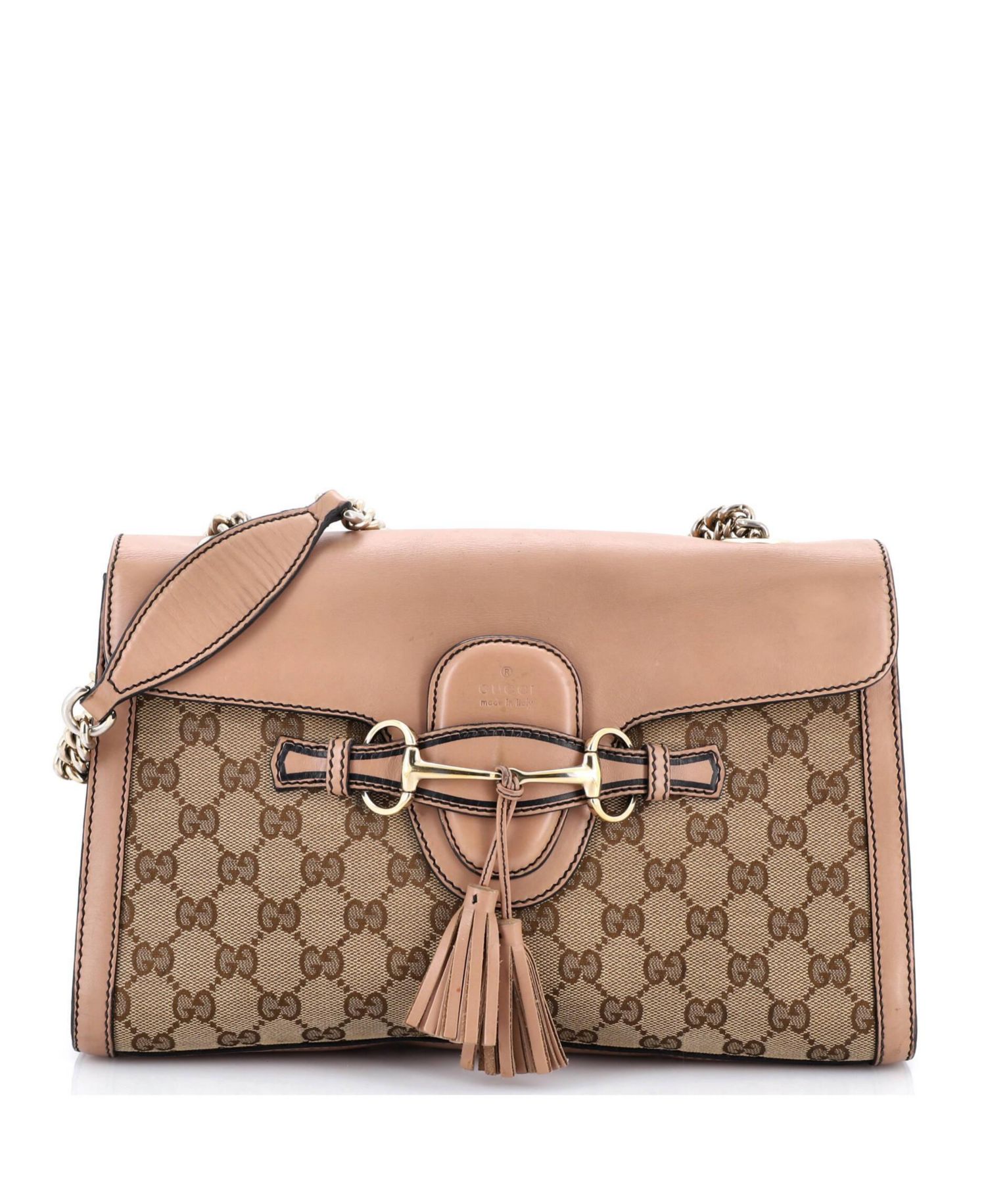 Medium Emily Chain Flap Shoulder Bag GG Canvas and Leather