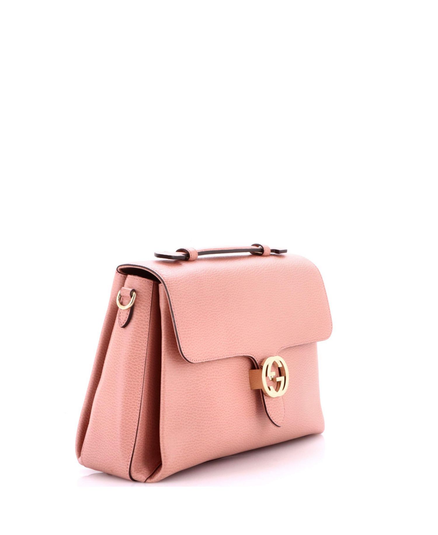 Medium Interlocking Top Handle Bag Leather