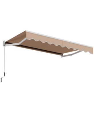 10 x 8.2 ft Retractable Patio Awning with Manual Crank Handle and Aluminum Frame