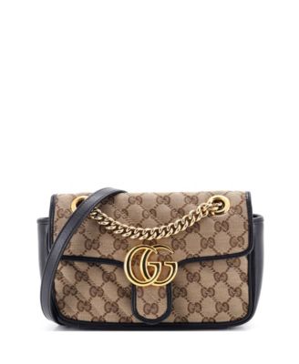 Mini GG Marmont Flap Bag Diagonal Quilted GG Canvas with Leather