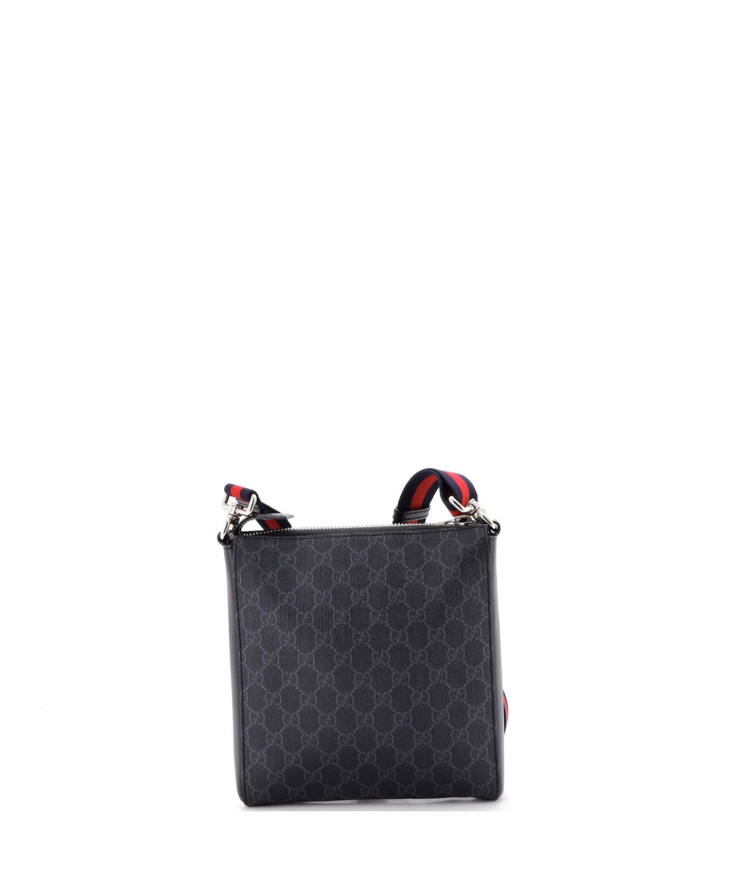 Small Web Strap Front Zip Messenger Bag GG Coated Canvas