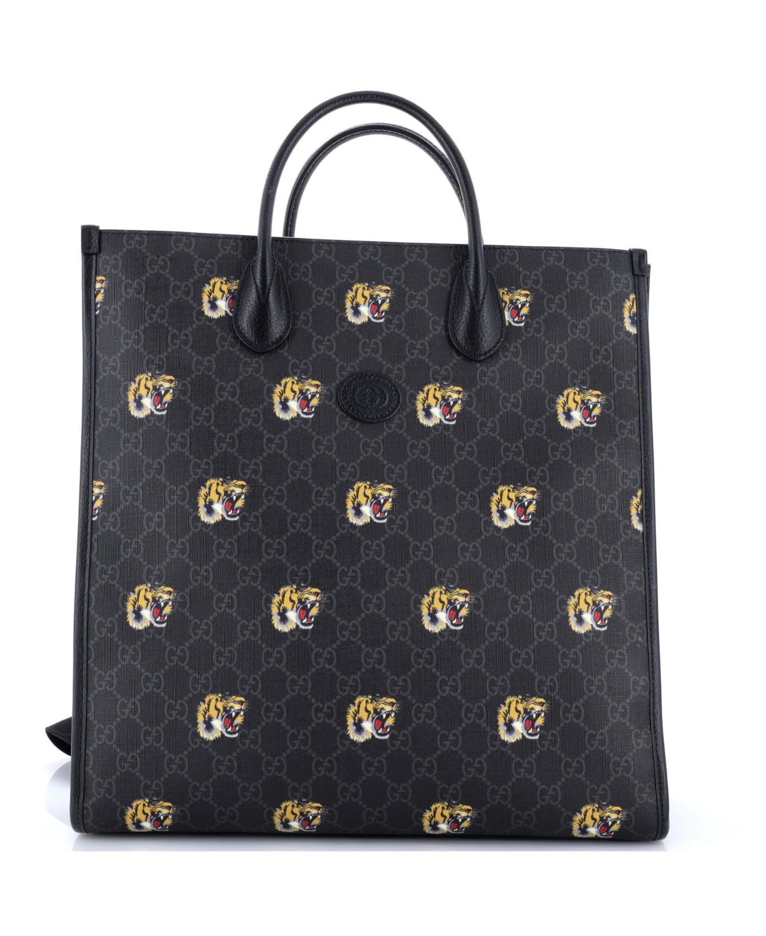 Tall Interlocking G Patch Web Strap Convertible Tote Printed GG Coated Canvas