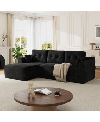 105" L-Shaped Cloud Sectional Sofa with Deep Seats, Corduroy Upholstery and Chaise, No Assembly Required, for Living Room