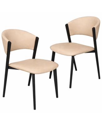 Aspen Modern Dining Chairs Set of 2 Leather Kitchen Side Chair - Open Back and Curved Design, Iron Legs, Accent Seating for Dining Room