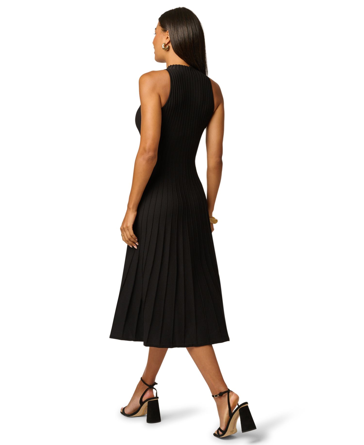 Women's Mock-Neck Side-Cutout Rib-Knit Midi Dress