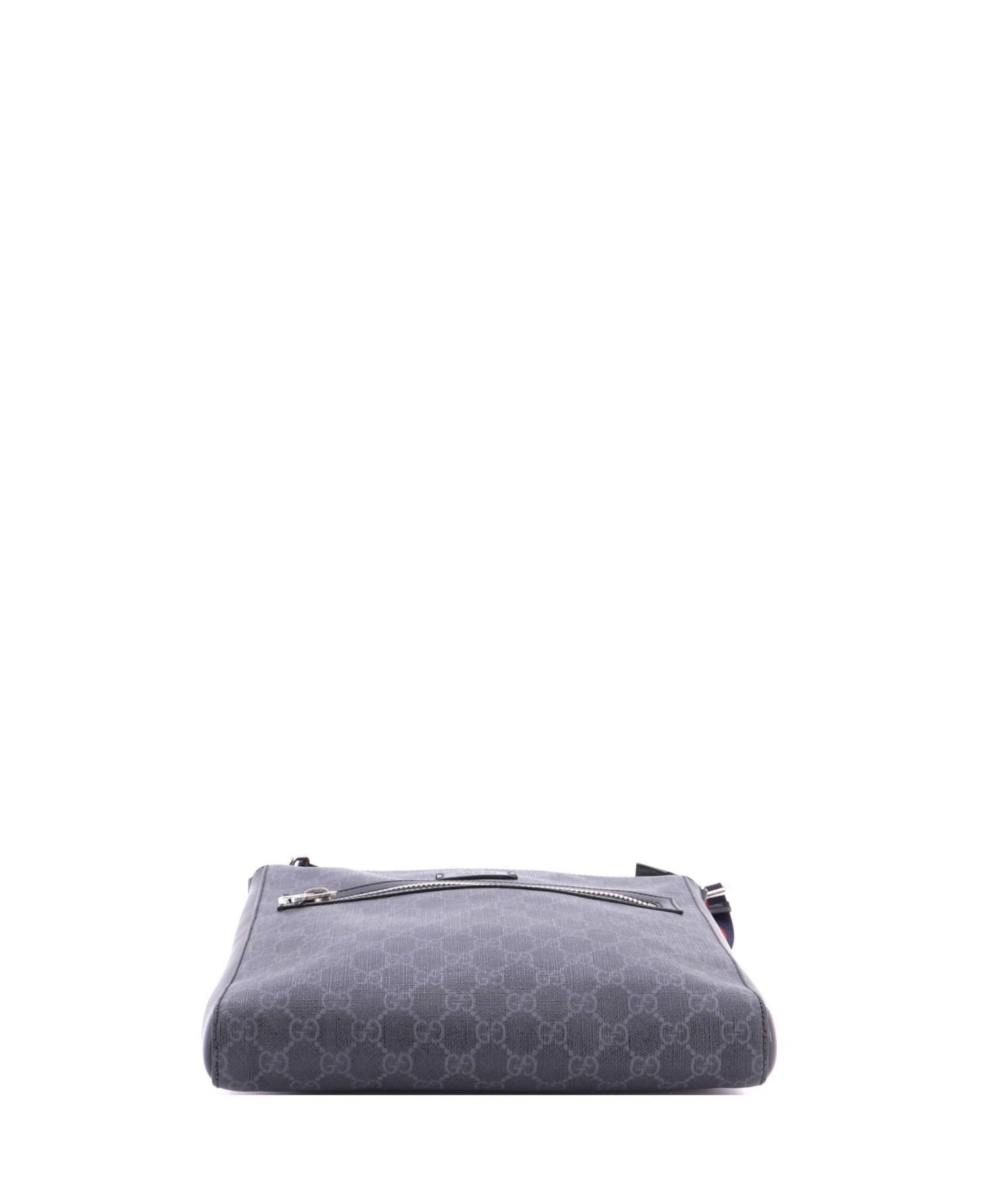 Medium Web Strap Front Zip Messenger Bag GG Coated Canvas