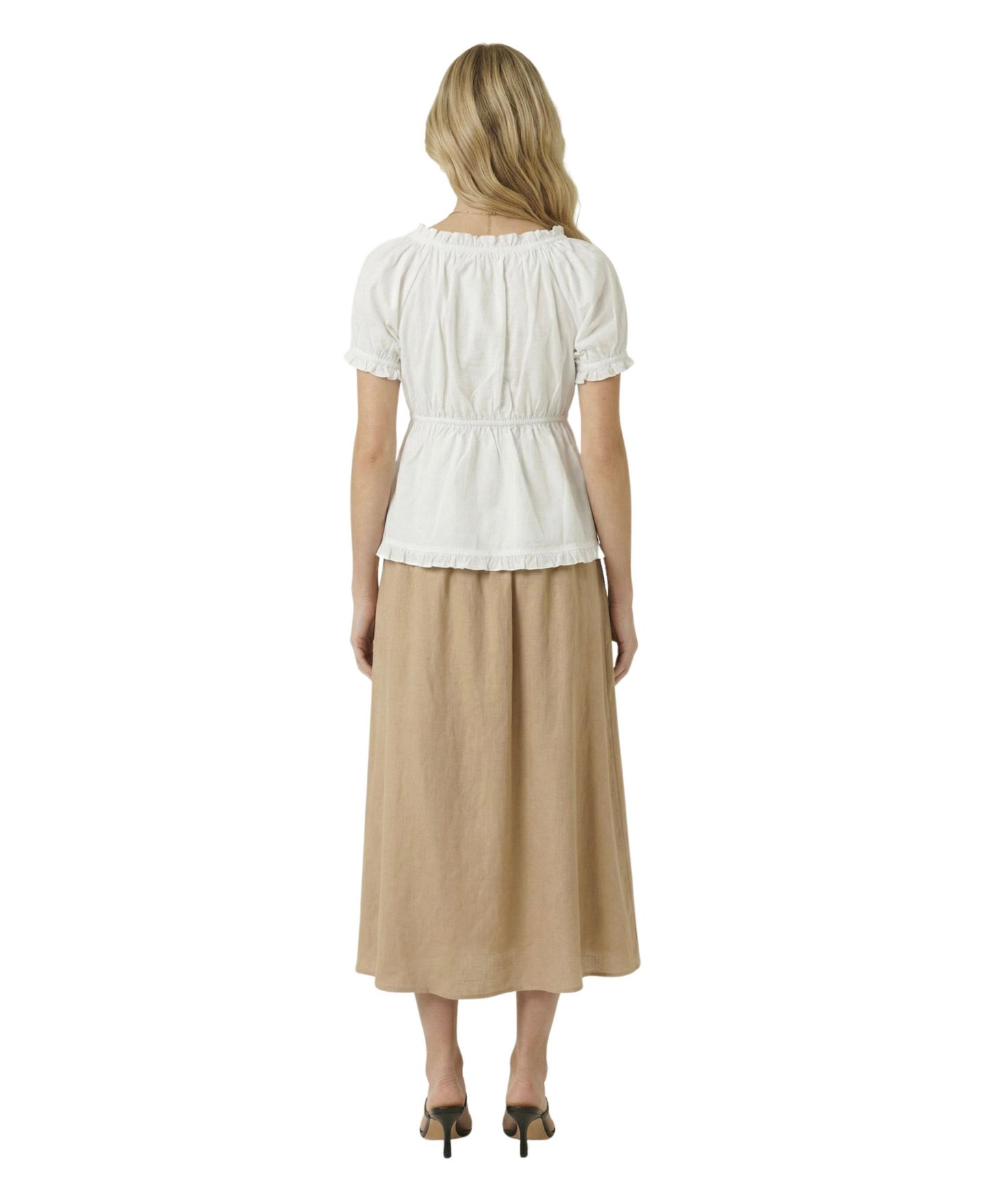 Женская блузка Modenaire Embroidered Peplum Ruffle-Trim, цвет: Белый — фото 2