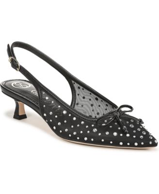 Women's Everly2 Embellished Mesh Kitten Heel Slingback Pumps