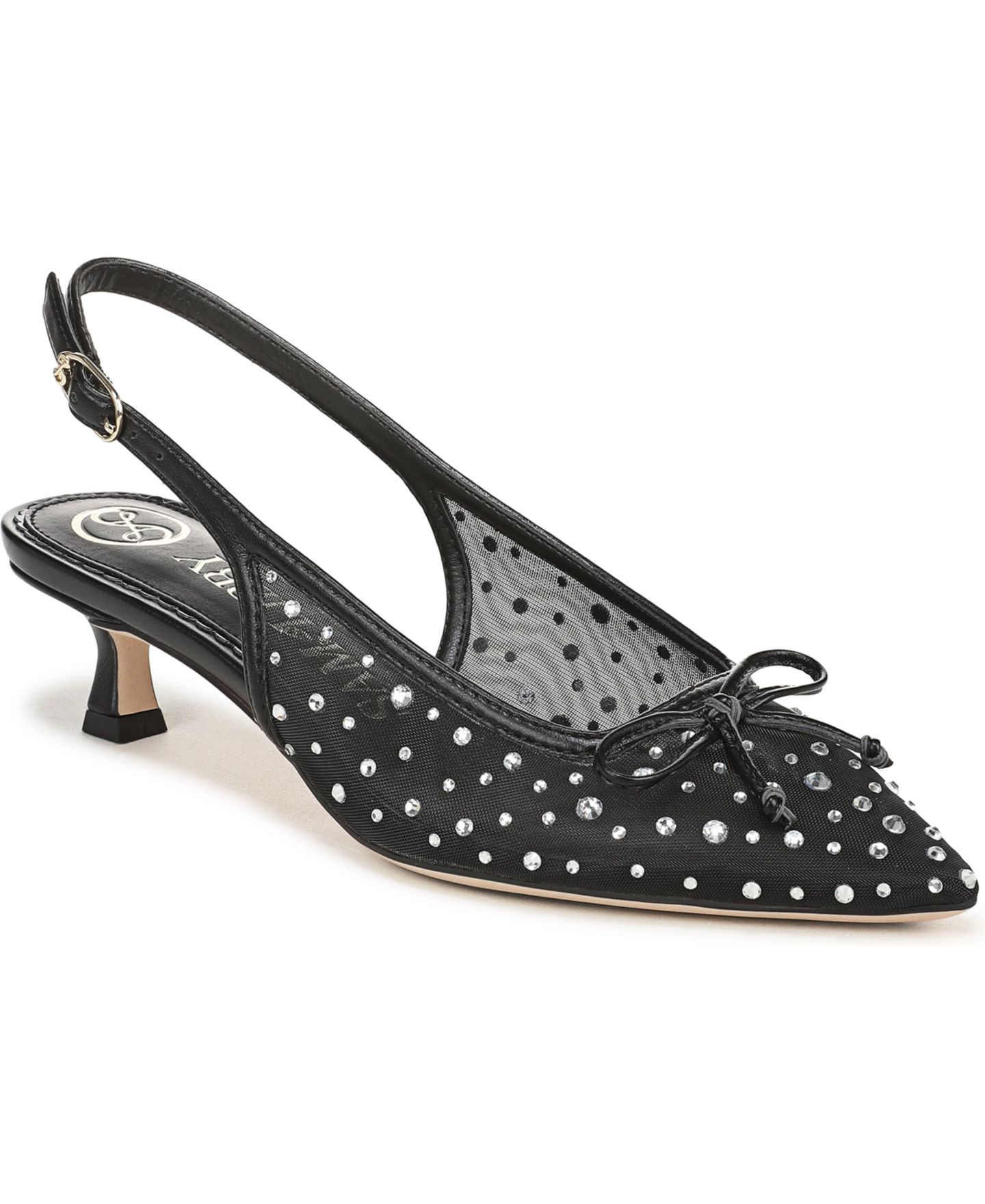 Женские туфли Sam and Libby Everly2 Embellished Mesh Kitten Heel Slingback Pumps, цвет: Чёрный, вариант 1 — фото 1
