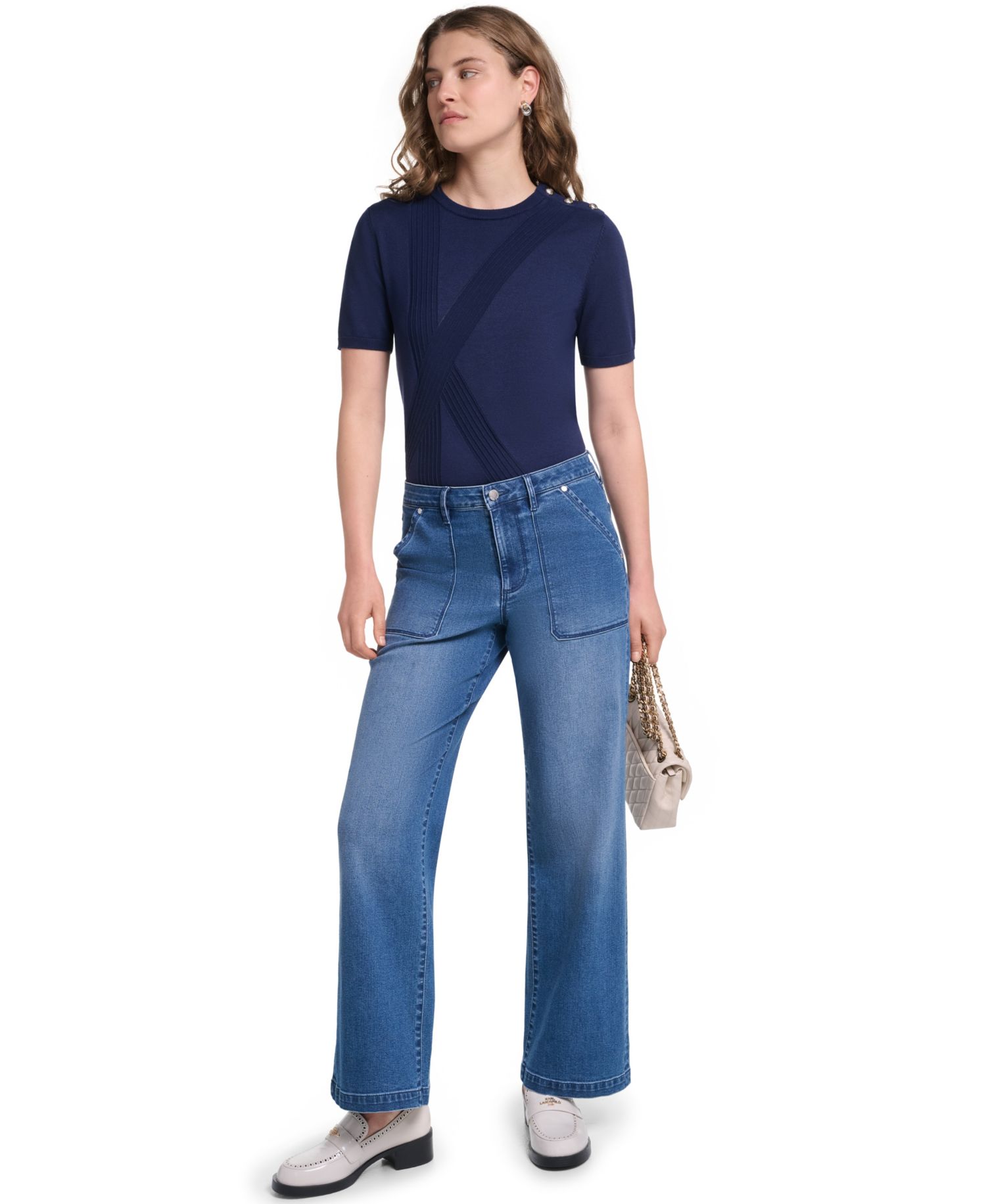 Petite Crewneck Short-Sleeve Sweater