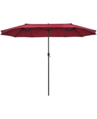 15 ft Twin Patio Double-Sided Market Umbrella with Hand Crank System