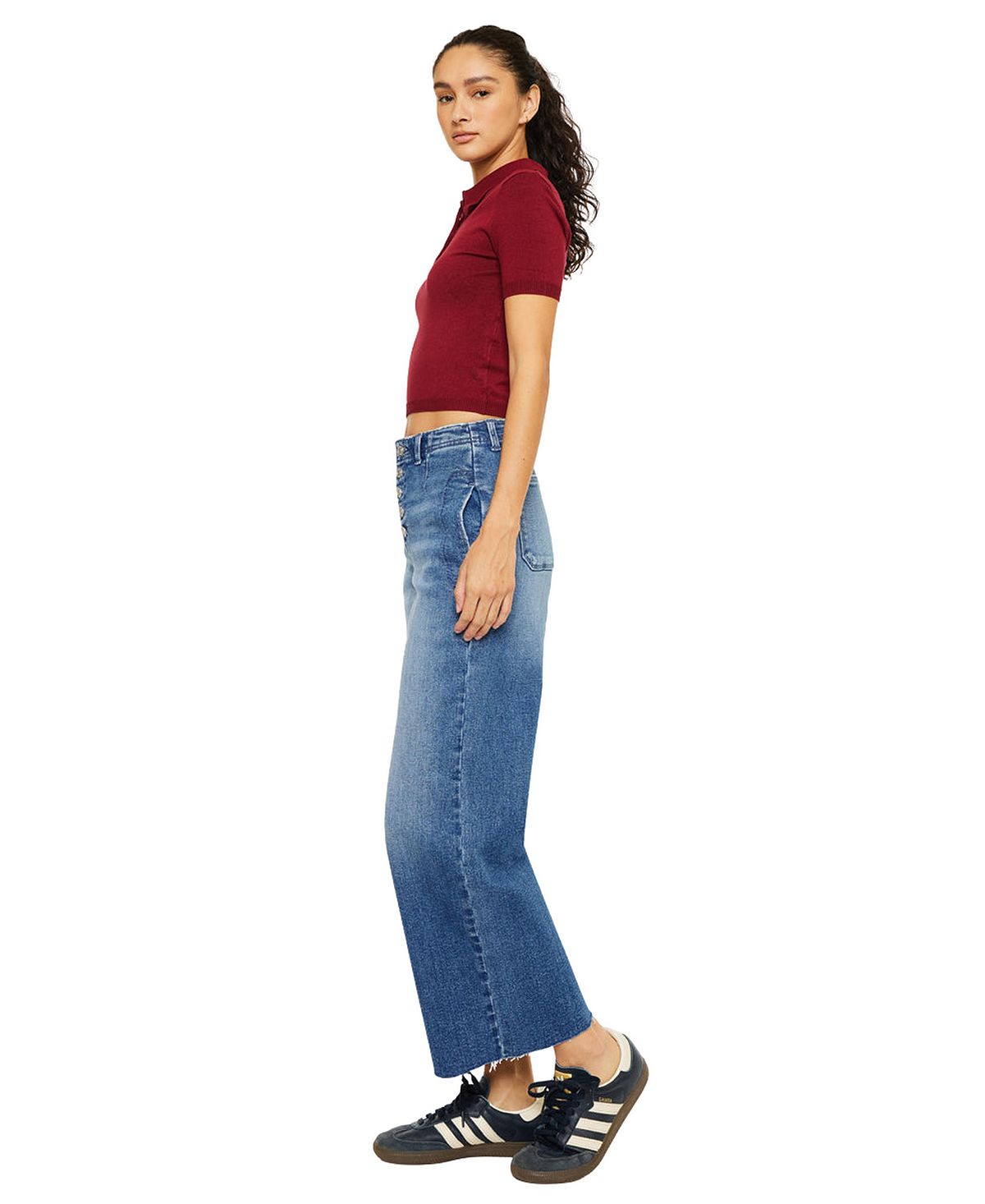 KanCan Women's Aliana High Rise Crop Wide-Leg Jeans view 3 — MAYCSS fashion products