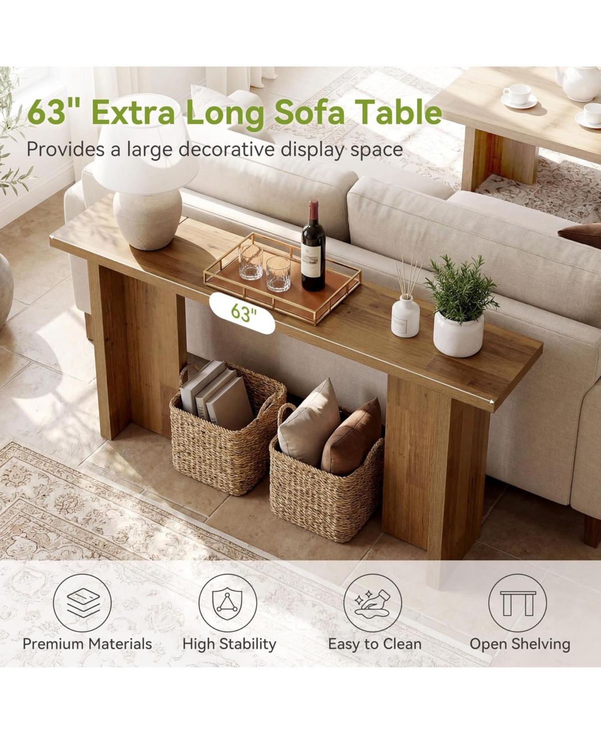 Tribesigns Modern Console Table, Narrow Entryway Table with Wood Grain, Minimalist Sofa Table