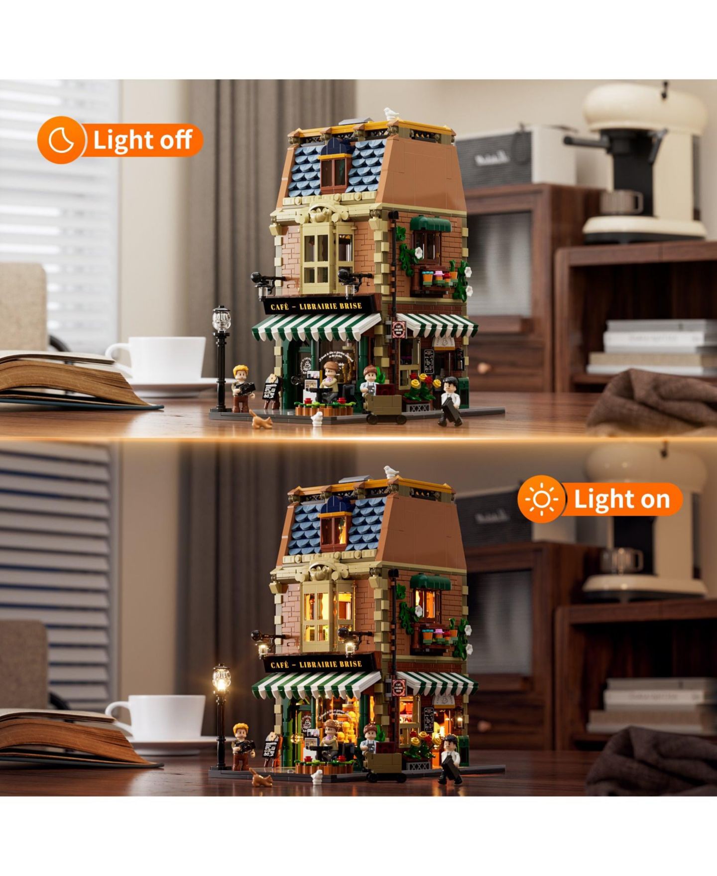 Детский конструктор Lumibricks Book-Cafe 1718-Piece LED Light Building Set, Ages 16+ — фото 7