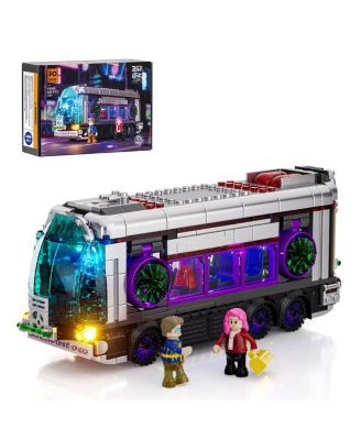 2 in 1 Future-Bus Lighting Building Bricks Set Cyberpunk City Future Vehicle LED Light Car Model Display Set 605 Pcs For Sci-fi Lovers